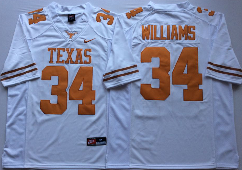Men's Texas Longhorns Ricky Williams #34 White Team Jersey Men's Texas Longhorns Ricky Williams #34 White Team Jersey